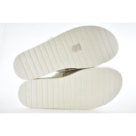 Dior Men Alpha Sandal White Beige Oblique Jacquard Logo Flat Slide Slip On 45 12 - Picture 12 of 12